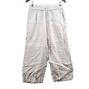 J Crew Wide Leg Seaside Pants Linen Womens Small Taupe Beach Comfort Resortwear